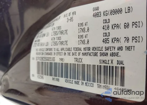 2005 Dodge Ram 2500 Slt/Laramie z USA, uszkodzony, nr VIN 3D7KS28C55G825165